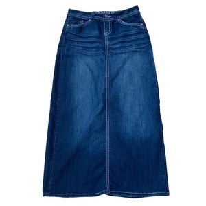 Hydraulic Womens Long Straight Blue Denim Jean Skirt W/Split Size 5/6